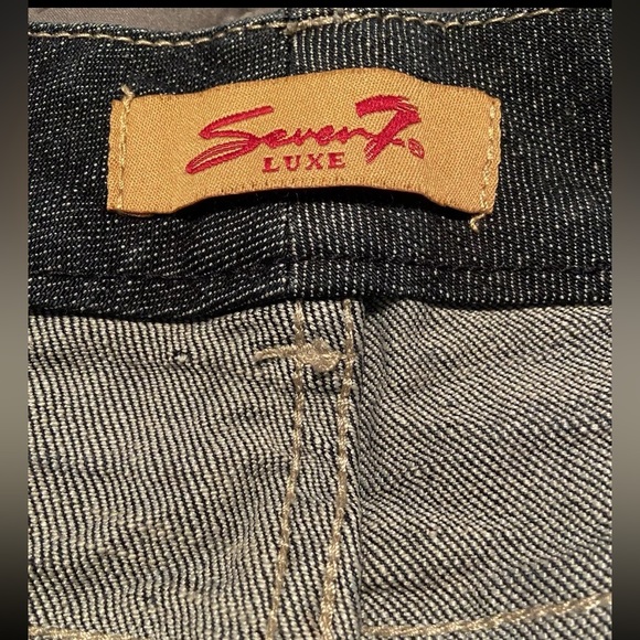 Seven7 Jeans Women Size 20 Dark Denim Flared Embroidered Pocket Cotton Blend - Picture 3 of 16